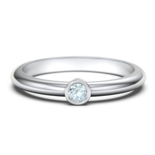 Classic Bezel Set Birthstone Ring - Aquamarine (March)