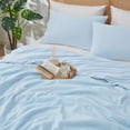 thumbnail image 3 of Amelie Home Twin Waffle Cooling Comforter – Reversible Lightweight Blanket for Hot Sleepers, Sky Blue 68"x90", 3 of 5