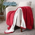 thumbnail image 3 of Bare Home Plush Sherpa Bed Blanket - Fluffy & Soft - Reversible - Lightweight - Throw/Travel, Red, 3 of 10