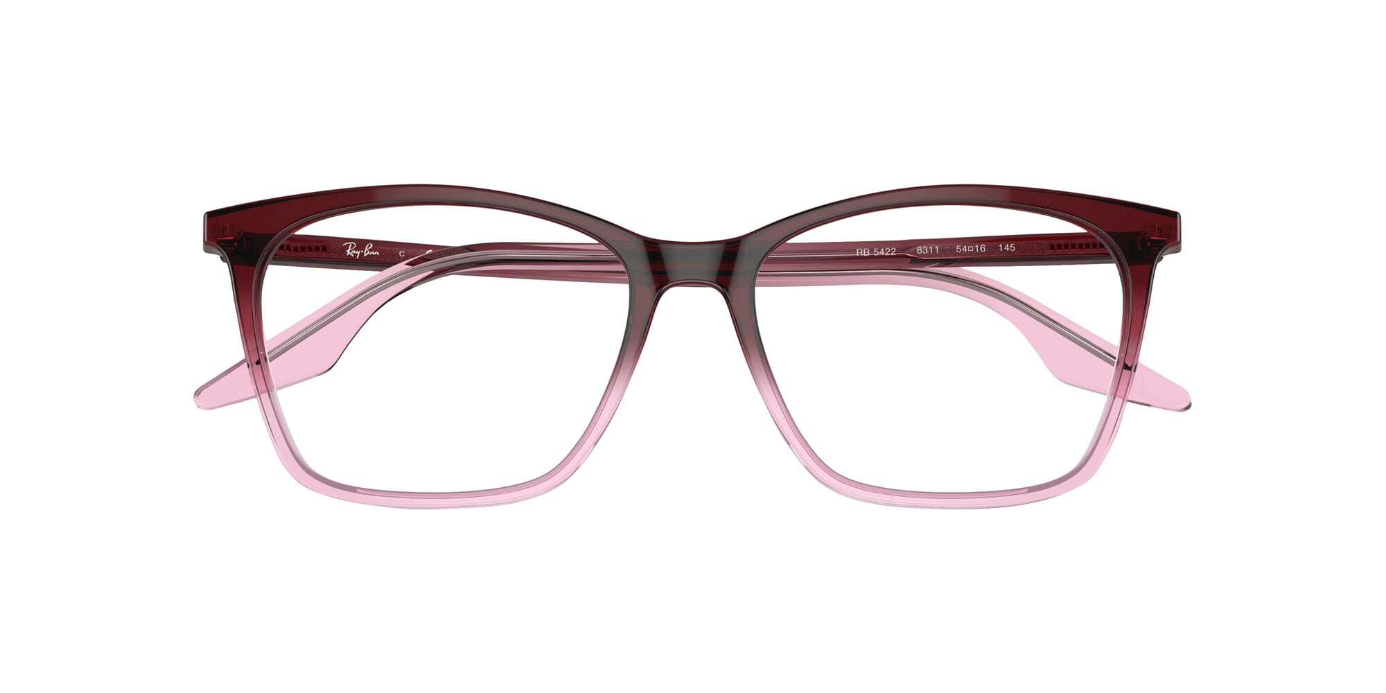 Ray-Ban Optics Glasses RB5422 Prescription Eyeglasses with Case, Red Gradient Pink with Demo Lens, Size 54