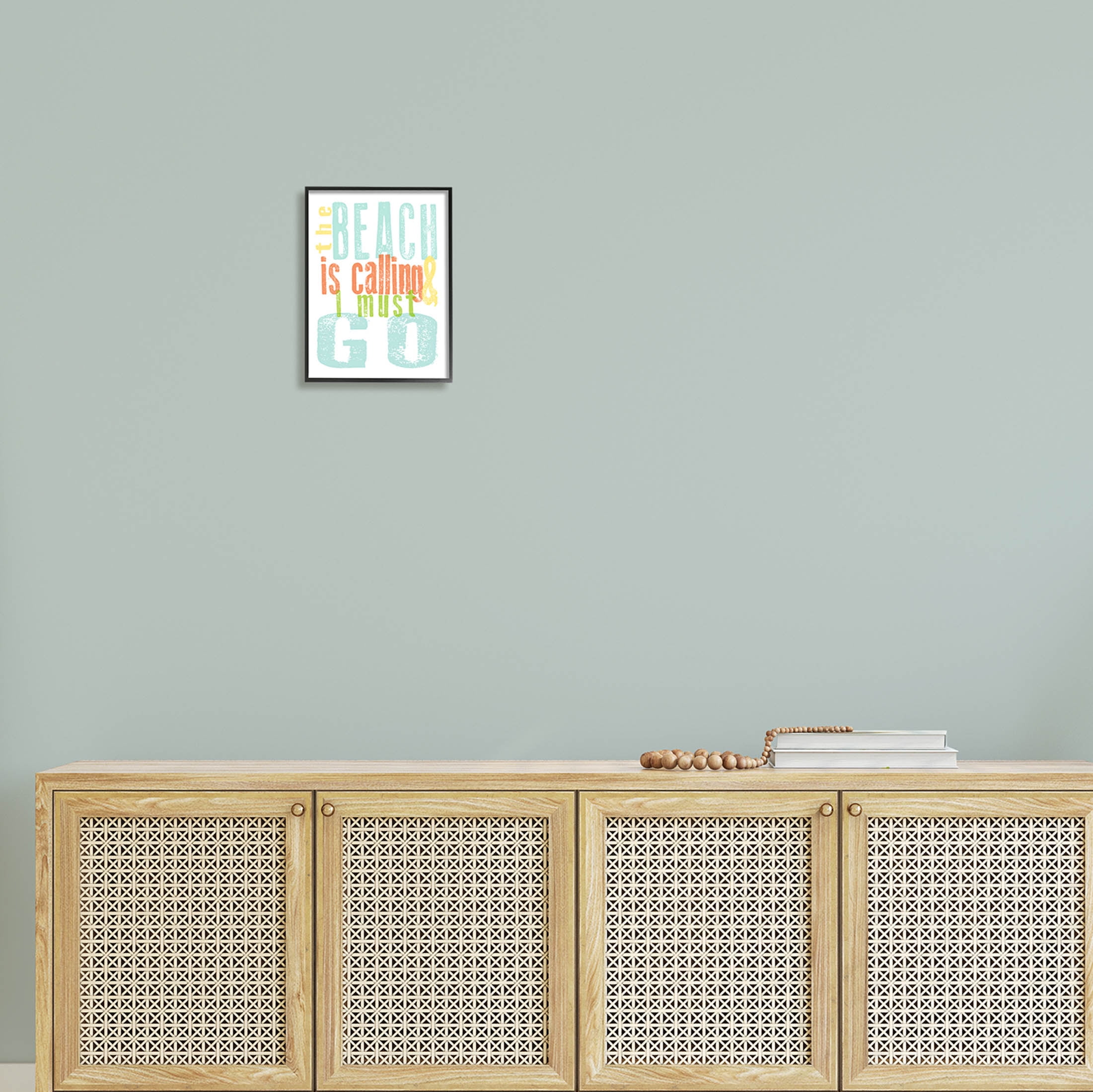 Stupell Industries Beach Is Calling I Must Go Phrase Graphic Art Black Framed Art Print Wall Art, Design by Alli Rogosich