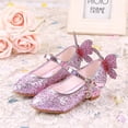 thumbnail image 2 of Zapatos de cuero para niñas, zapatos de tacón alto con purpurina de princesa para niñas, mariposa 3d332, 2 of 5