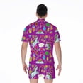 thumbnail image 2 of Purple Girly Unicorn Pattern Short Sleeve Men'S Rompers Casual Summer Jumpsuits Outfit, 2 of 4