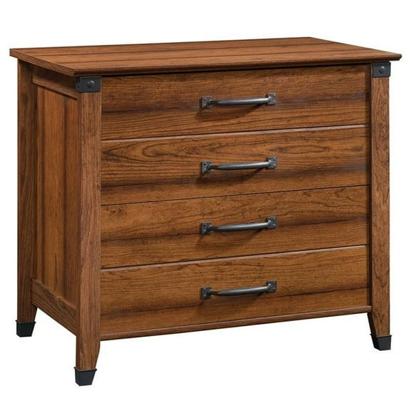 Pemberly Row Farmhouse Engineered Wood Lateral File Cabinet in Washington Cherry