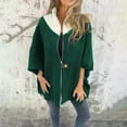 thumbnail image 6 of Fall Winter Women Jacket Loose Stand Collar Colorblock Zipper Closure Three-quarter Horn Sleeves Mid Length Casual Daily Wear Jacket, 6 of 8