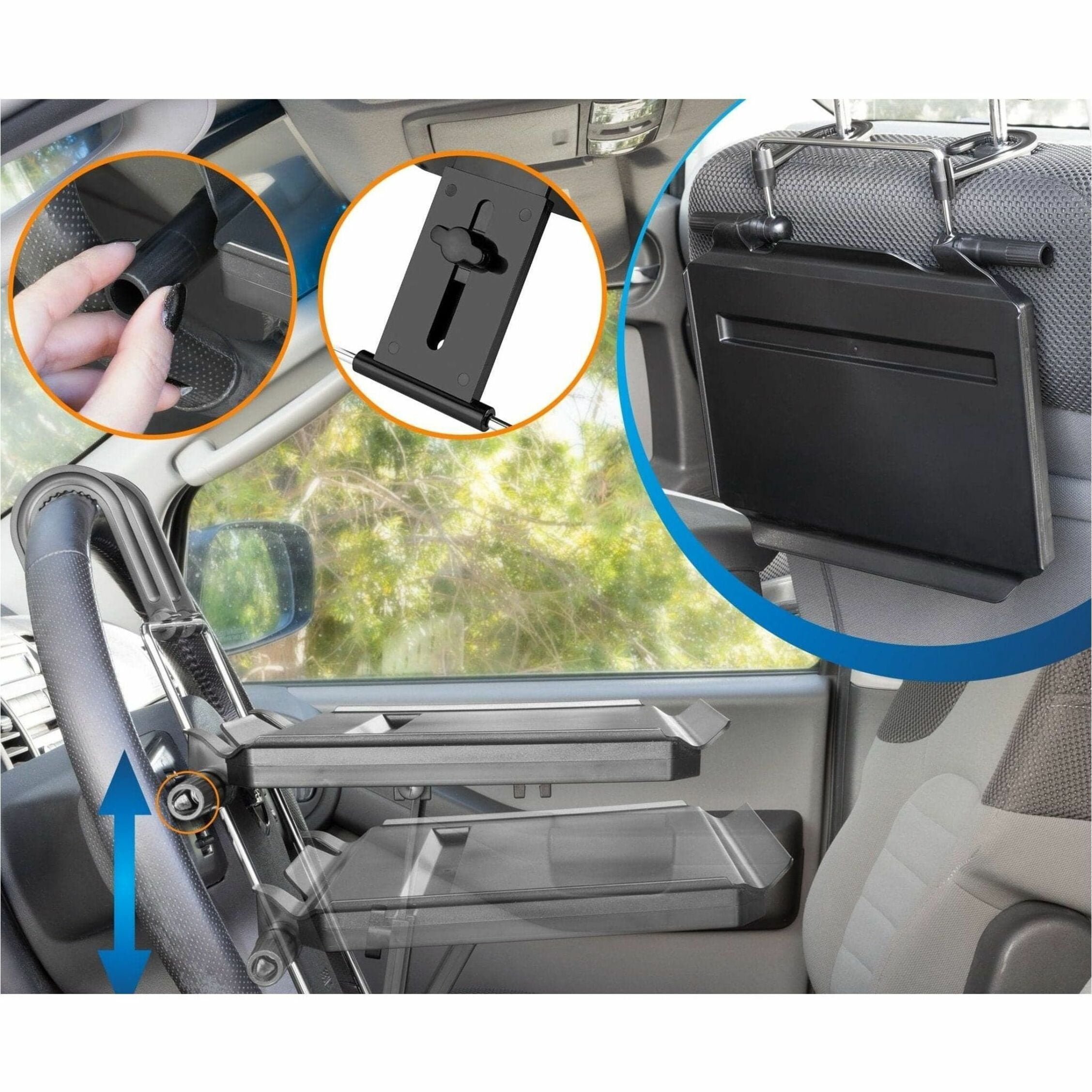 Mount-It! Adjustable Car Desk | Attach to Steering/Headrest | 6.6LBS Capacity