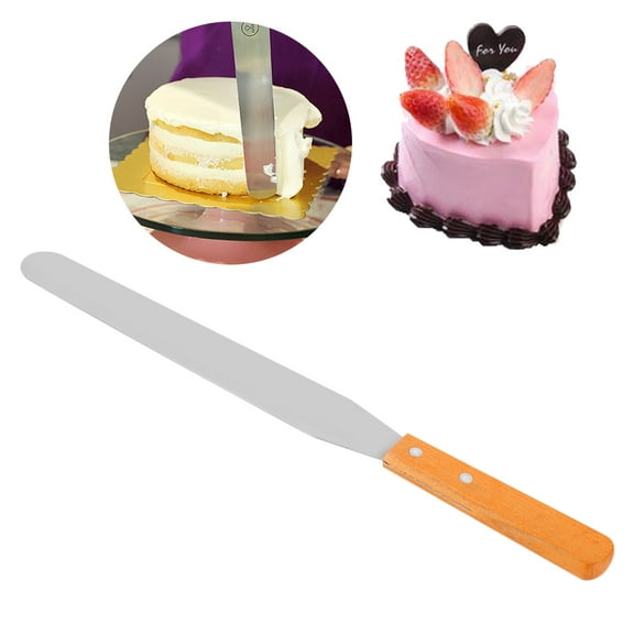 EECOO Stainless Steel Wood Straight Spatula Cake Icing Decorating Smooth Tool for Baking Pastry Stainless Steel Spatula Icing Spatula