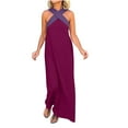 thumbnail image 2 of ITSAME Women's Maxi Dress, Sleeveless Sexy Cross Neck Solid Color Summer Casual Flowy Long Dresses Purple 2XL, 2 of 8