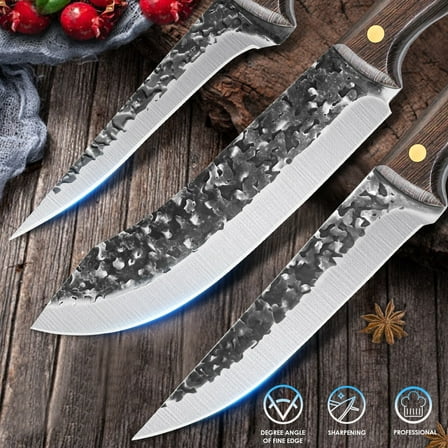 3Pcs Hand-Forged Slaughter Boning knife Set Butcher Knife for Meat Cleaver
