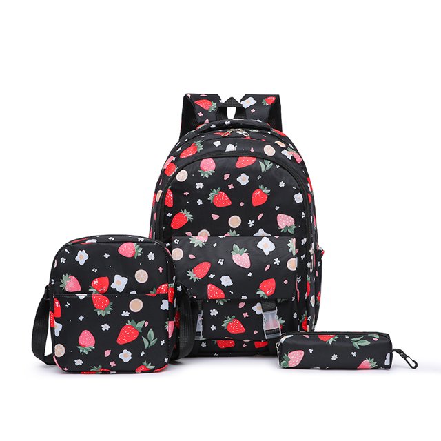 Mochila Lindo Conjunto Moda Estudiantes para Viajes Al Aire Libre Negro 3 Piezas
