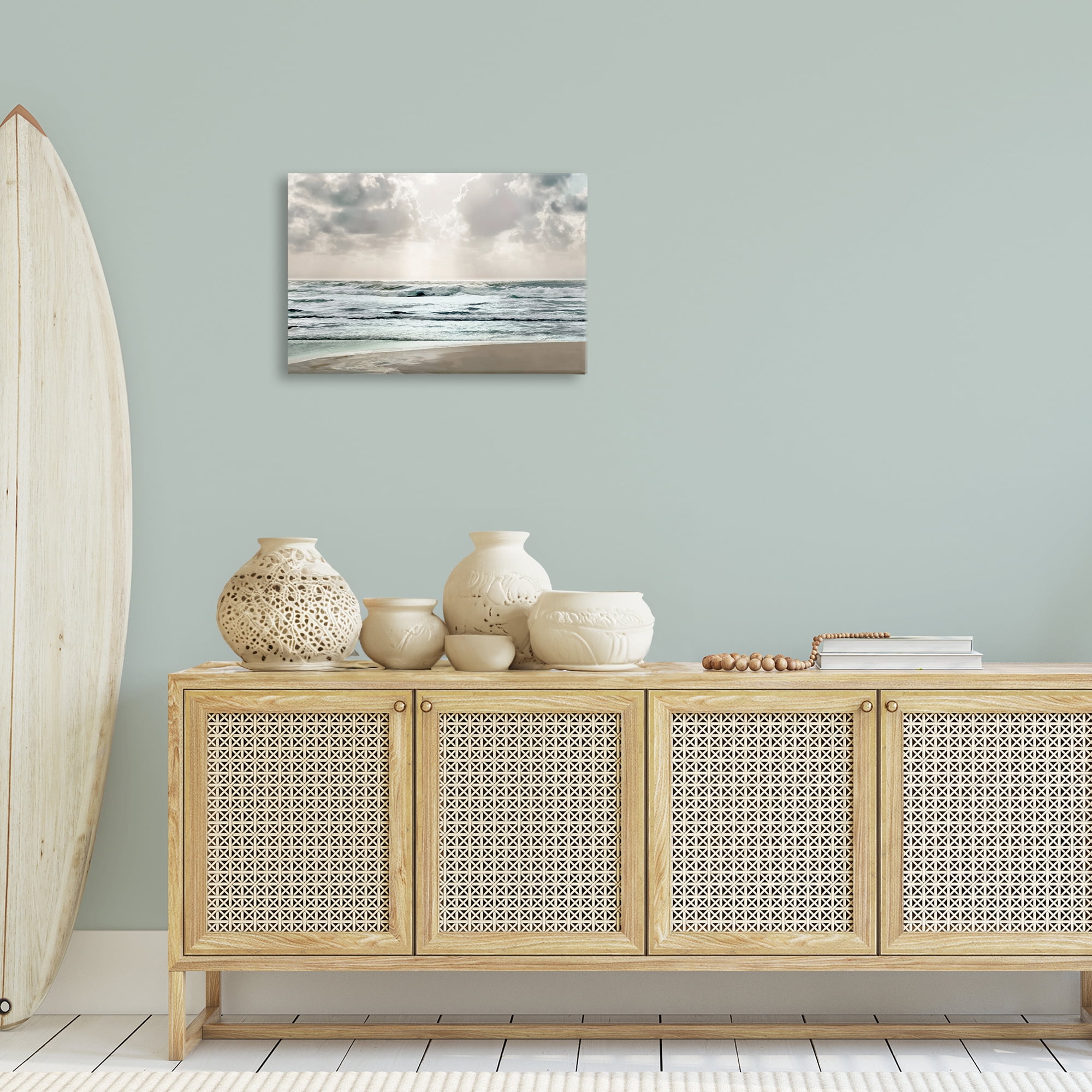 Stupell Industries Cloudy Sunlight Beach Landscape Photography Gallery Wrapped Canvas Art Print Wall Art, 24 x 16