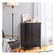 thumbnail image 4 of 2 Pack Freestanding Storage Cabinets with Double Doors and Shelves, Wooden Home Storage Cabinets for Living Room Bathroom, Brown,Negro, 4 of 4