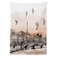 thumbnail image 3 of Ambesonne Paris Tablecloth Rectangular Table Cover, Sketch of Eiffel Tower, 52"x70", Peach Grey, 3 of 4