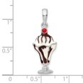 thumbnail image 2 of Million Charms 925 Sterling Silver Nautical Food and Drink Charm, Polished Enameled Chocolate Sundae Pendant, 2 of 2
