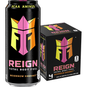 Reign Total Body Fuel, Reignbow Sherbet, Performance Energy Drink, 16 fl oz, 4 Pack