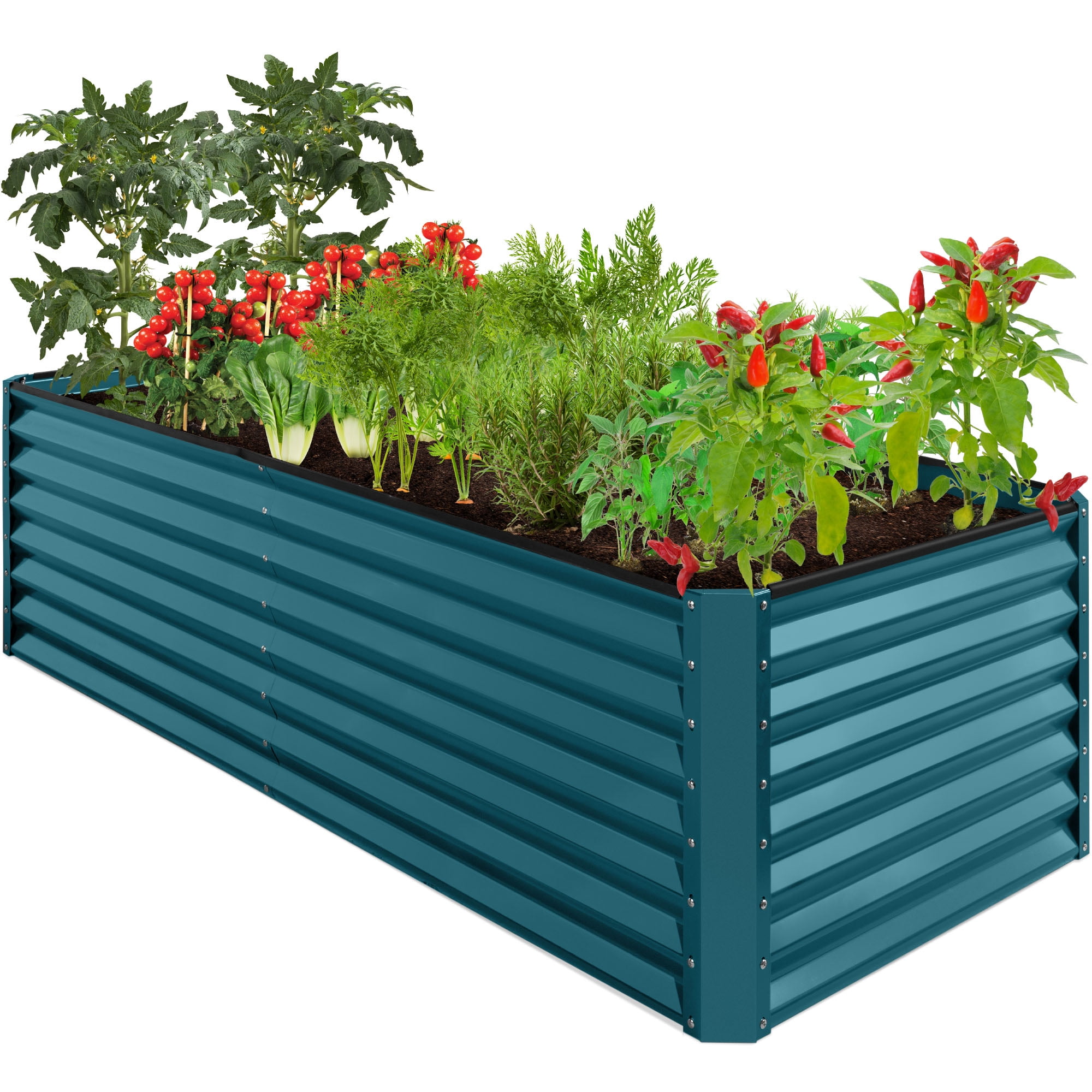 Outdoor Metal Raised Garden Bed, 6x3x2ft, Gray, Powder-Coated
