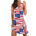 thumbnail image 1 of Mini vestido de mujer con cuello redondo y estampado sin mangas sexy a la moda del Día de la Independencia Pompotops ghjkhdj3343, 1 of 4