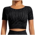 thumbnail image 2 of Vmvidoty Workout Tops for Women Athletic Seamless Crop Short Sleeve Shirts Basic Running Gym Yoga Tops Black S, 2 of 5