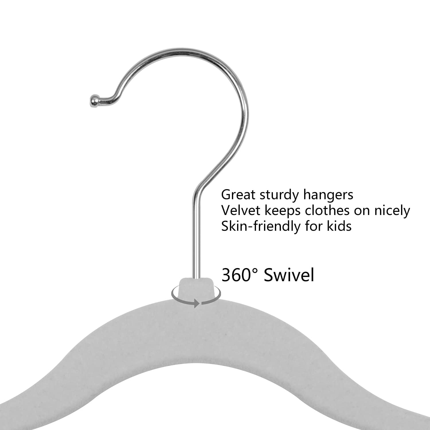 Kids Velvet Hangers 50 Pack 11.8 Inch Non-Slip Baby Toddler Clothes Hangers with Notches and Swivel Hooks Space-Saving Beige