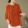 thumbnail image 4 of Womens Tops Fashionable Retro Embroidered Round Neck Five Quarter Sleeved Short Sleeved Blouse Plus Size Women Tops Summer Blouses for Women, 4 of 9