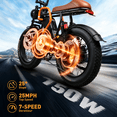 thumbnail image 7 of 20" Fat Tire Electric Mountain Bike for Adults, 750W Motor 25 MPH Electric Bike, Removable 48V 15AH Battery, Dual Suspension & 7-Speed, UL 2849, 7 of 7