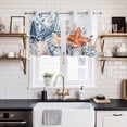 thumbnail image 2 of 2 Panels Kitchen Tier Curtains 39 Inch Length, Orange Blue Starfish Coastal Grommets Window Treatment Curtain, Summer Beach Eucalyptus Thermal Curtains Drapes for Living Room/Bathroom, 2 of 9