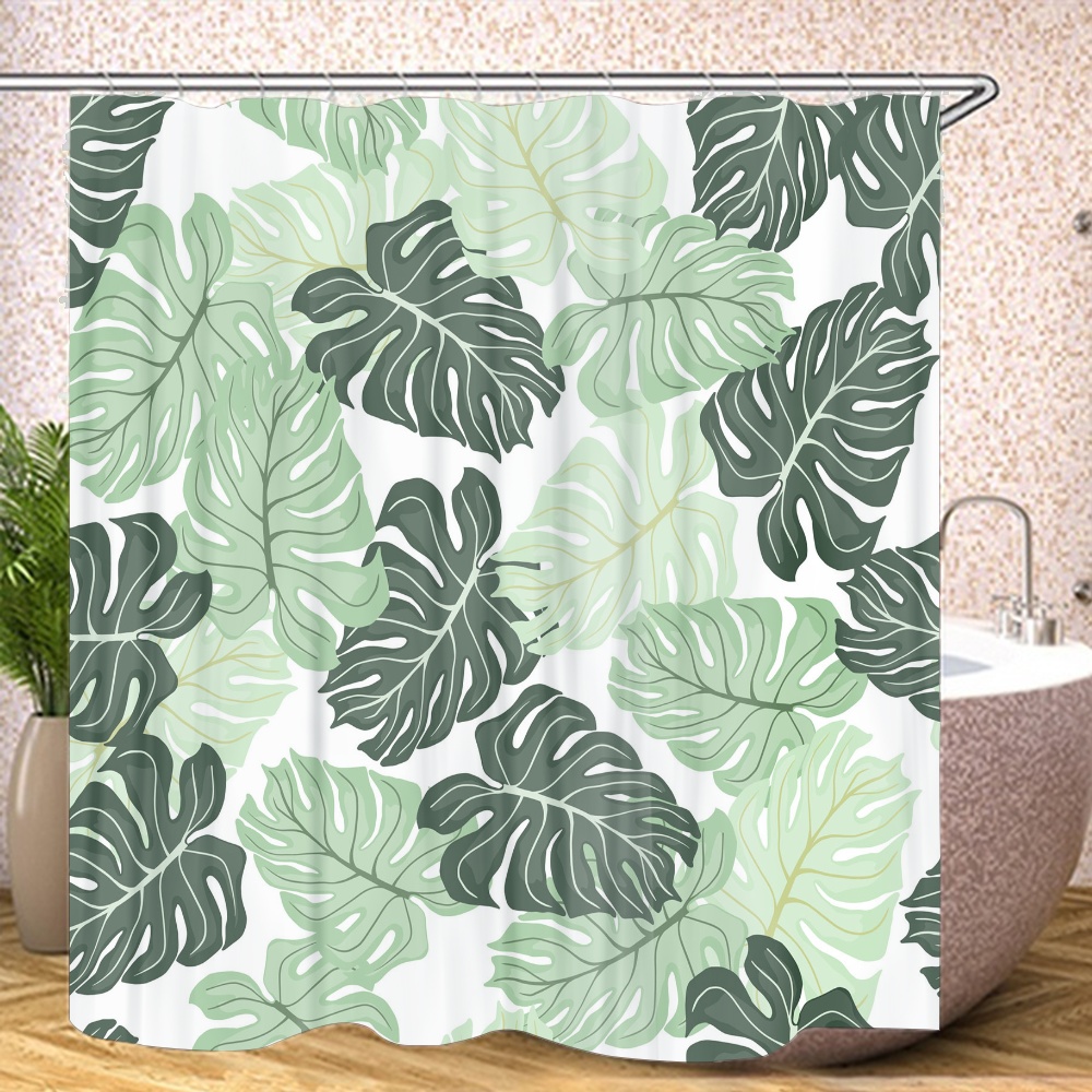 Plants Shower Curtain, Waterrepellent Fabric Shower Curtain Reinforced
