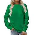 thumbnail image 3 of HVOBTTY Women's Long Sleeved Sweatshirts, Fall and Winter Tops for Women Plus Size, Women's Casual Solid Color Crew Neck Regular Loose Sport Pullover Sweatshirt Army Green, Army Green, 3 of 5