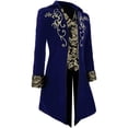 thumbnail image 3 of Mens Medieval Steampunk Blue Velvet Tailcoat Victorian Prince Frock Coat Costume Jacket, 3 of 5