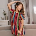 thumbnail image 3 of Disketp Mexican Serape Blanket Stripes para Camisón Corto de Manga Corta para Mujeres, Camisón Cómodo con Escote Redondo, Bonito y Confortable, 3 of 6