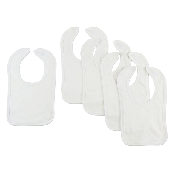 Bambini Unisex White Interlock Drool Bibs (Pack of 5)