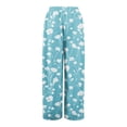 thumbnail image 5 of Women's 2026 Boho Print Wide Leg Pants Elastic Waist Flowy Beach Palazzo Lounge Trousers Sky Blue S, 5 of 7