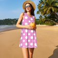 thumbnail image 3 of Balery Purple And White Polka Dot Vestidos de verano para mujer con estampado: vestido holgado sin mangas, vestido playero informal y cómodo para días calurosos., 3 of 7