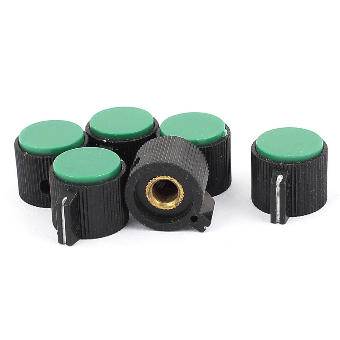 Green Top 6mm Dia Shaft Plastic Rotary Encoder Control Knob Cap Black 6Pcs