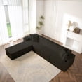 thumbnail image 2 of 133" Cloud Couch, Black Boneless Sectional Sofa for Living Room, 6-Seater U-Shaped Sofa, Corduroy Deep Seat with 2 Ottomans and Cup Holders, No Assembly, 2 of 14