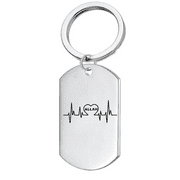 Muslim Religious Gifts for Arab Islamic Allah with Heartbeat Faith Symbol Stainless Steel Keychain Islam God Protection Keyring Pendant Middle Eastern Amulet Gifts for Men Women