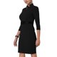 thumbnail image 4 of Vestido de tubo con cremallera y cuello para mujer Inspire Chic, vestido de trabajo 2XL negro, 4 of 6