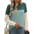 thumbnail image 2 of SHIBEVER Womens Long Sleeve Tops Color Block Crewneck Knitted Ribbed Casual Loose Pullover Shirts Fall Tops Sweatshirts Tunics Blouses Fashion Workout T-Shirts Size XL, 2 of 6