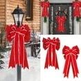 thumbnail image 7 of Moocorvic Large Red Christmas Bows Outdoor Decorations, 19Inch Velvet Wreath Bow with White Edge for Xmas Home Fence Stairs Railing Fireplace, 7 of 7