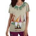thumbnail image 1 of Camisas Navideñas Para Mujer Moda de Manga Corta Con Cuello en V Tops Uniforme de Trabajo Estampado de Navidad Con Bolsillo Blusa Tops Odeerbi  ODB202638, 1 of 5