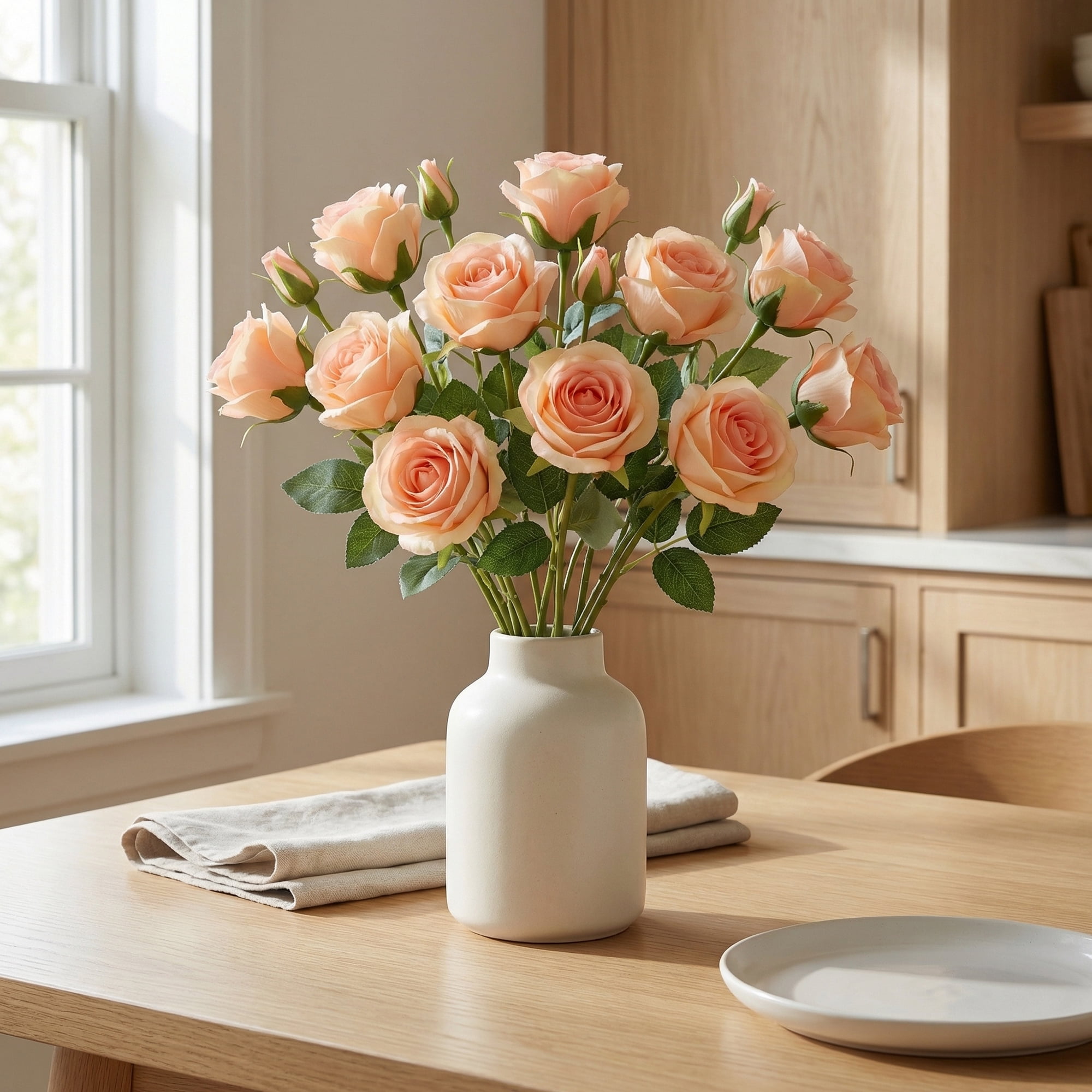 Unique Bargains 10Pcs Artificial Bulk Silk Rose Bouquet Light Pink 9.4inch