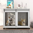 Pefilos 43" Sliding Door Dog Crate with Partition for Two Puppies