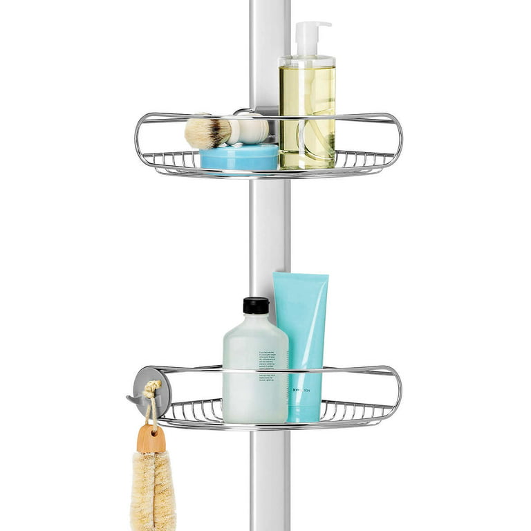 Simplehuman 8 Ft. Tension Pole Shower Caddy, Stainless Steel and Anodized  Alumin