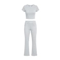 thumbnail image 7 of zejinsd Two Piece Sets for Women Short Sleeves Crop Tops with High Waist Fit Flare Pants Sets Casual Outdoor Tracksuits Yoga Fitness Outfit, 7 of 7