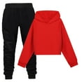 thumbnail image 2 of Gubotare Girls Fall Outfits Girls Warm Clothing Sets Long Sleeves Pullover Hoodie Sweatshirt Hooded Top Elastic Pants 2pcs Pant Sets Size 4T 5T (Red,4-5 Years), 2 of 6