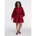 thumbnail image 2 of Time and Tru Women's and Women’s Plus Tie Neck Mini Peasant Dress, Sizes XS – 4X, 2 of 6