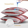 thumbnail image 4 of Throw Pillow Covers 20x20 Inch Set of 2, Red Pink Gray Stripes Waterproof Outdoor Pillow Covers, Modern Abstract Minimalist Retro Decorative Cushion Pillowcases for Couch, Sofa, Bed, Garden, Patio, 4 of 9