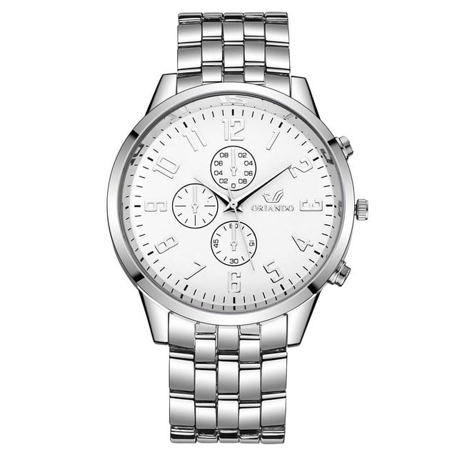 Heliisoer Montre de Mode pour Homme Horloge en Acier Inoxydable Décontractée Robe Bracelet Bijoux en Cristal