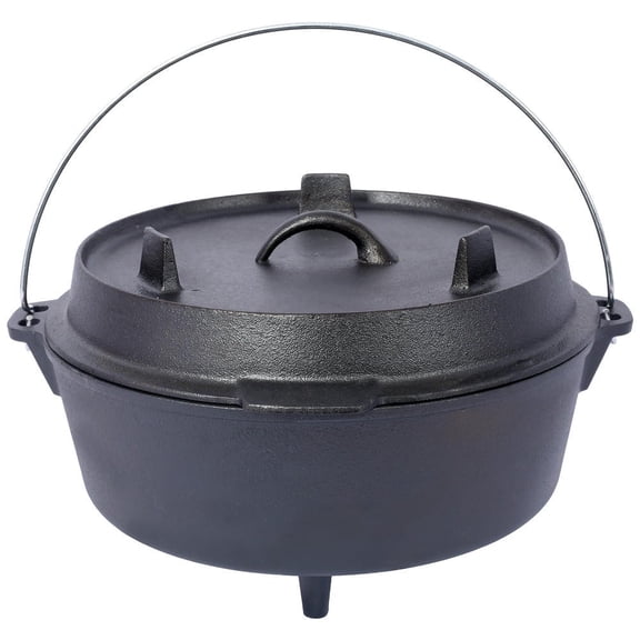 YYAo Pre-Seasoned Cast Iron Dutch Oven, Outdoor Camping Deep Pot for Camping Fireplace Cooking BBQ Baking Campfire, Leg Base, 4.5 Quart
