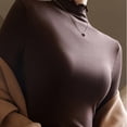 thumbnail image 3 of Gyexs Womens Turtleneck Long Sleeve Shirts Neck Fall Fashion Basic Slim Fit Fall Winter Thermal Underwear Tops Coffee, Size M, 3 of 5